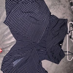 Navy blue and white striped jumpsuit